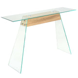 NNEVL Console Table MDF and Glass 120x30x76 cm Oak Colour