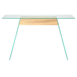 NNEVL Console Table MDF and Glass 120x30x76 cm Oak Colour