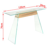 NNEVL Console Table MDF and Glass 120x30x76 cm Oak Colour
