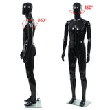 NNEVL Full Body Male Mannequin with Glass Base Glossy Black 185 cm