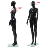NNEVL Full Body Female Mannequin with Glass Base Glossy Black 175 cm