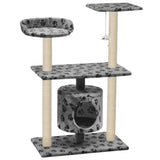 NNEVL Cat Tree with Sisal Scratching Posts 95 cm Grey Paw Prints