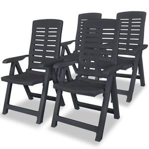 NNEVL Reclining Garden Chairs 4 pcs Plastic Anthracite