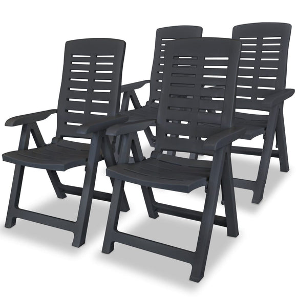 NNEVL Reclining Garden Chairs 4 pcs Plastic Anthracite