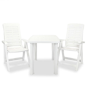 NNEVL 3 Piece Bistro Set Plastic White