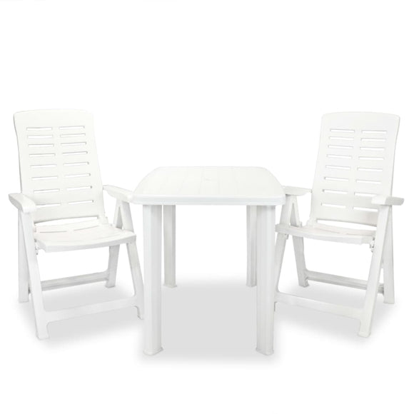 NNEVL 3 Piece Bistro Set Plastic White