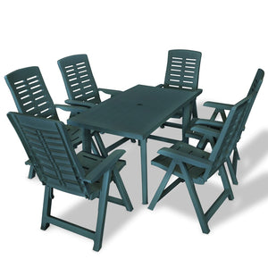 NNEVL 7 Piece Outdoor Dining Set Plastic Green