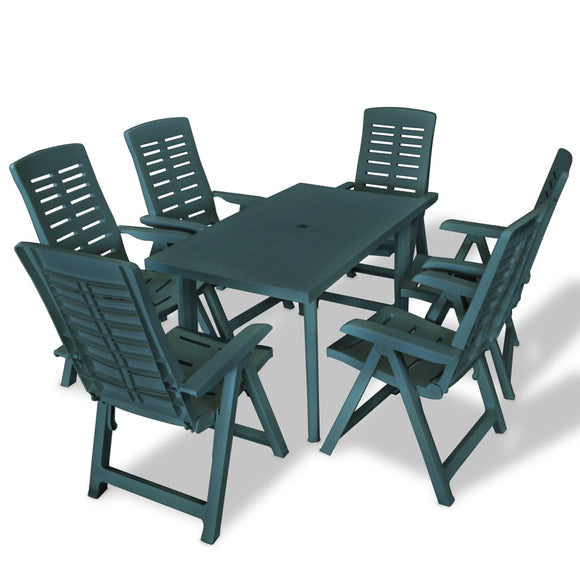 NNEVL 7 Piece Outdoor Dining Set Plastic Green