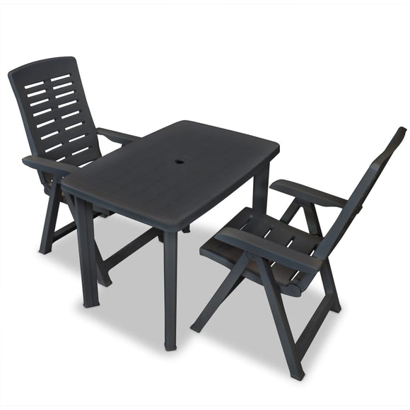 NNEVL 3 Piece Bistro Set Plastic Anthracite