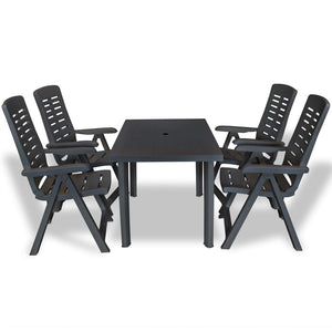 NNEVL 5 Piece Outdoor Dining Set Plastic Anthracite