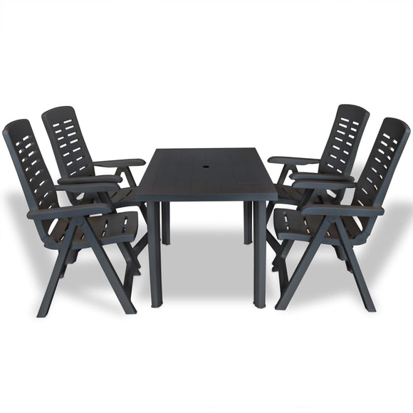 NNEVL 5 Piece Outdoor Dining Set Plastic Anthracite
