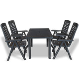 NNEVL 5 Piece Outdoor Dining Set Plastic Anthracite