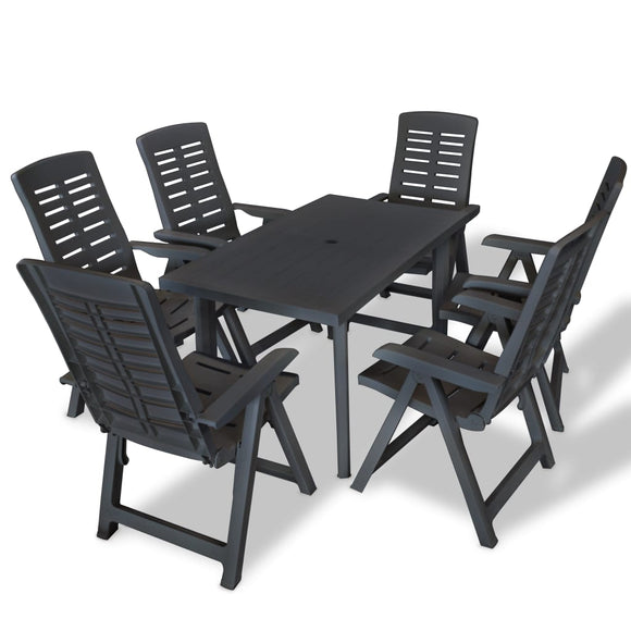 NNEVL 7 Piece Outdoor Dining Set Plastic Anthracite