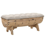 NNEVL Storage Bench 103x51x44 cm Solid Wood and Fabric