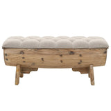 NNEVL Storage Bench 103x51x44 cm Solid Wood and Fabric