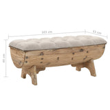 NNEVL Storage Bench 103x51x44 cm Solid Wood and Fabric