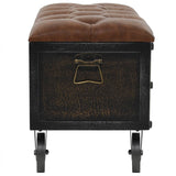 NNEVL Storage Bench 80.5x41x50 cm Solid Wood and Artificial Leather