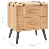NNEVL Bedside Cabinet Solid Fir Wood 50x35x57 cm