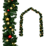 NNEVL Christmas Garland Decorated with Baubles and LED Lights 10 m