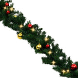NNEVL Christmas Garland Decorated with Baubles and LED Lights 10 m