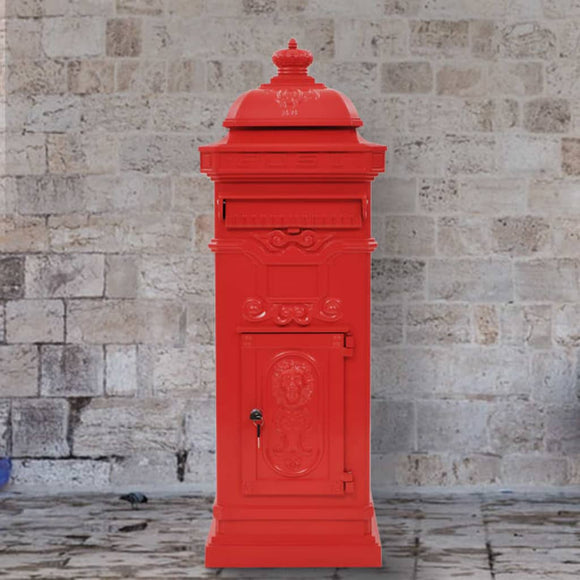 NNEVL Pillar Letterbox Aluminium Vintage Style Rustproof Red