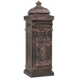 NNEVL Pillar Letterbox Aluminium Vintage Style Rustproof Bronze