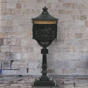 NNEVL Pedestal Letterbox Aluminium Vintage Style Rustproof Green
