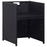 NNEVL 3 Piece Bistro Set Poly Rattan and Acacia Wood Black