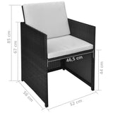 NNEVL 3 Piece Bistro Set Poly Rattan and Acacia Wood Black