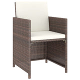 NNEVL 16 Piece Outdoor Dining Set Brown Poly Rattan Brown