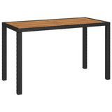 NNEVL 6 Piece Outdoor Dining Set Black Poly Rattan Acacia Wood