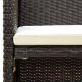 NNEVL 2 Seater Garden Sofa with Cushions Brown Poly Rattan