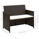 NNEVL 2 Seater Garden Sofa with Cushions Brown Poly Rattan