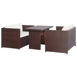 NNEVL 3 Piece Bistro Set Poly with Cushions Rattan Brown