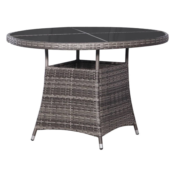 NNEVL Garden Table Grey 190x90x75 cm Poly Rattan and Solid Acacia Wood