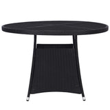 NNEVL Garden Table Grey 190x90x75 cm Poly Rattan and Solid Acacia Wood