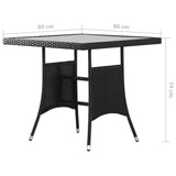 NNEVL Garden Table Black 80x80x74 cm Poly Rattan