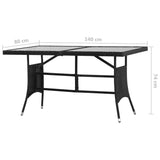 NNEVL Garden Table Black 140x80x74 cm Poly Rattan