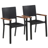 NNEVL Outdoor Chairs 2 pcs Poly Rattan Black