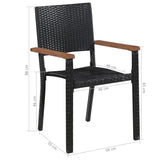NNEVL Outdoor Chairs 2 pcs Poly Rattan Black