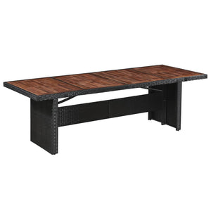 NNEVL Garden Table 240x90x74 cm Poly Rattan and Solid Acacia Wood