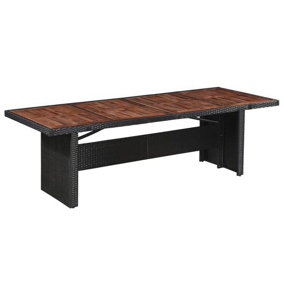 NNEVL Garden Table 240x90x74 cm Poly Rattan and Solid Acacia Wood