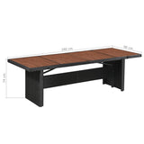 NNEVL Garden Table 240x90x74 cm Poly Rattan and Solid Acacia Wood