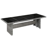 NNEVL Garden Table 240x90x74 cm Poly Rattan and Glass