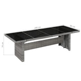 NNEVL Garden Table 240x90x74 cm Poly Rattan and Glass