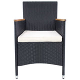 NNEVL 7 Piece Outdoor Dining Set Poly Rattan and Acacia Wood Black