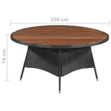 NNEVL Garden Table 150x74 cm Poly Rattan and Solid Acacia Wood