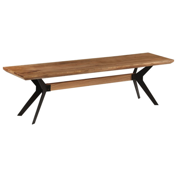 NNEVL Dining Bench Solid Acacia Wood and Steel 160x40x45 cm