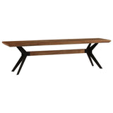 NNEVL Dining Bench Solid Acacia Wood and Steel 160x40x45 cm