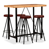NNEVL Bar Set 5 Pieces Solid Wood Acacia and Genuine Leather